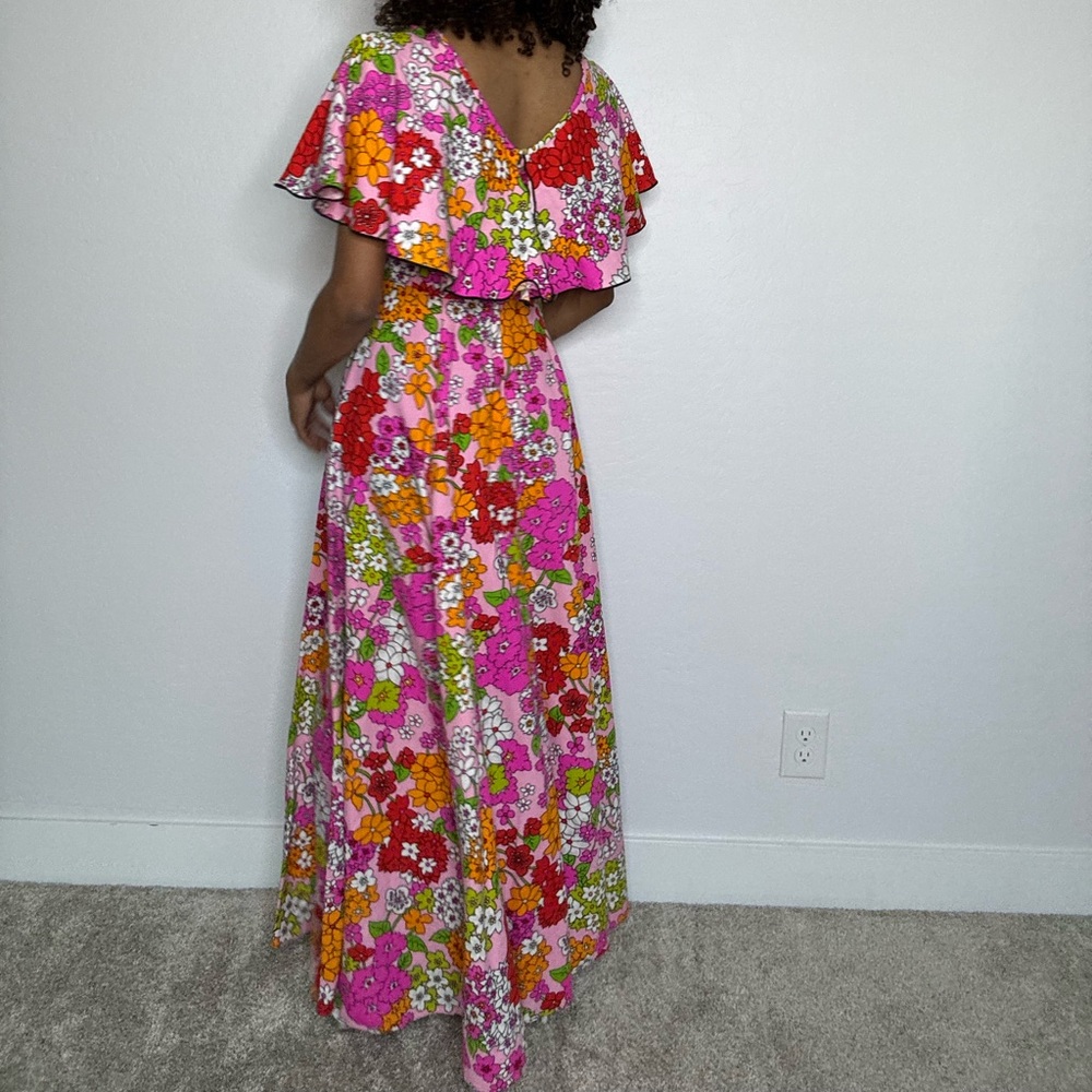70's Vintage Neon Paisley Party Dress - Picture 6 of 14